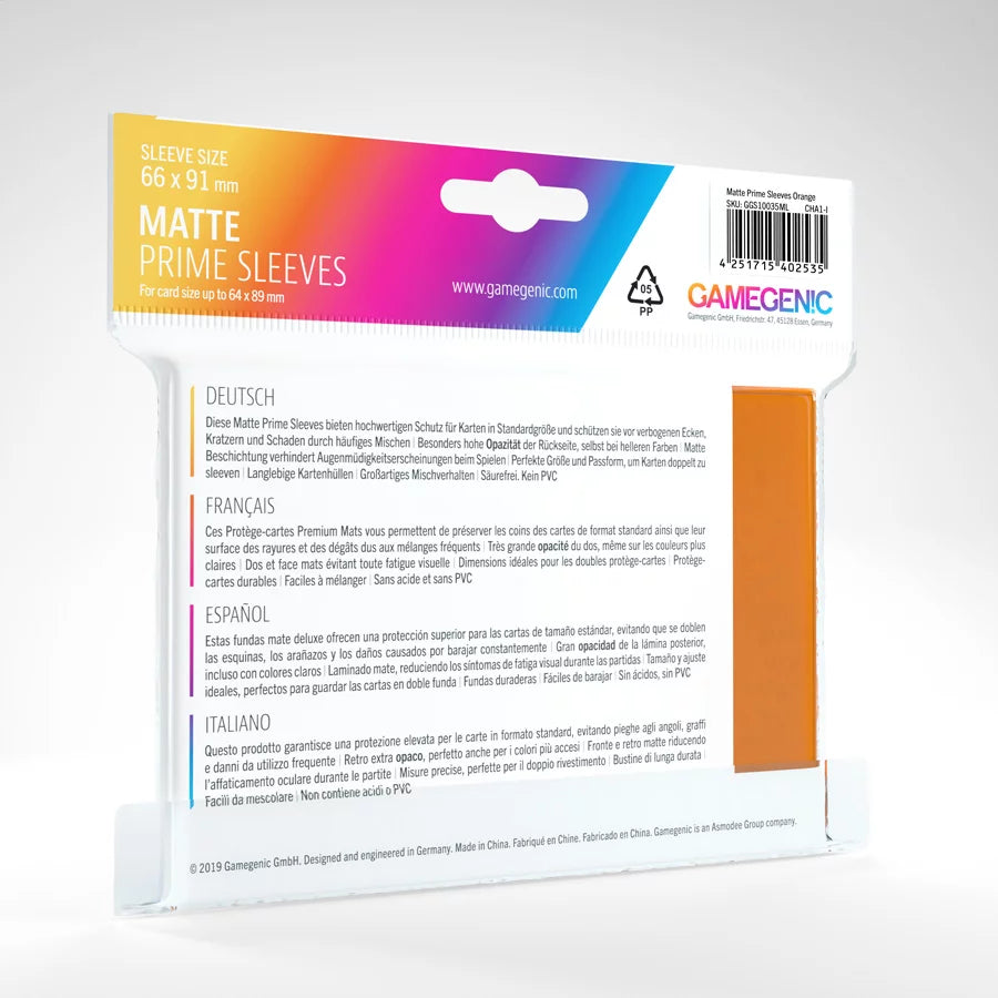 GameGenic - Matte Prime Sleeves Orange (100 Sleeves)